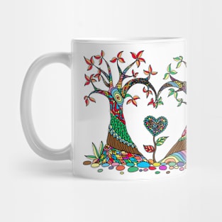 The Colourful Love Tree Design T-Shirt Mug